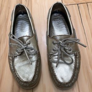 Silver Sperry Topsider Boat shoes - size 8.5
